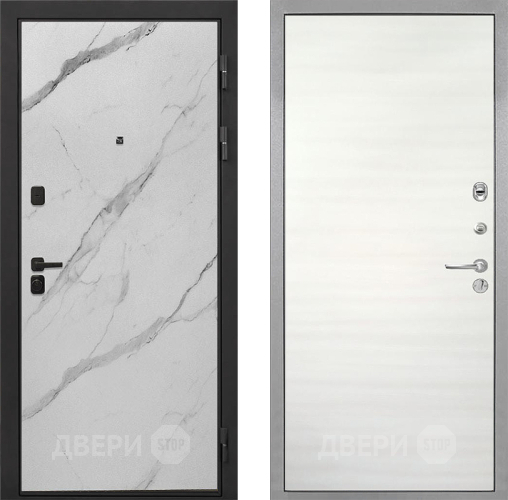 Входная металлическая Дверь Интекрон (INTECRON) Профит Black Мрамор Арктик Гладкая Дуб сильвер поперечный в Павловском Посаде