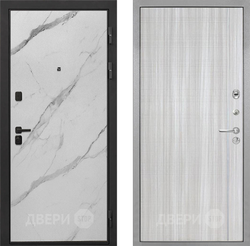 Входная металлическая Дверь Интекрон (INTECRON) Профит Black Мрамор Арктик В-07 с молдингом Сандал белый в Павловском Посаде