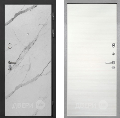 Входная металлическая Дверь Интекрон (INTECRON) Гектор Мрамор Арктик Гладкая Дуб сильвер поперечный в Павловском Посаде