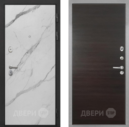 Входная металлическая Дверь Интекрон (INTECRON) Гектор Мрамор Арктик Гладкая Эковенге поперечный в Павловском Посаде