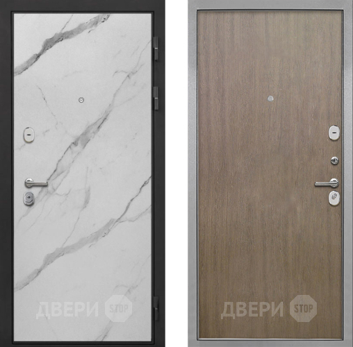 Входная металлическая Дверь Интекрон (INTECRON) Гектор Мрамор Арктик Гладкая шпон Венге коричневый в Павловском Посаде