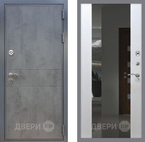 Входная металлическая Дверь Рекс (REX) ФЛ-290 СБ-16 Зеркало Белый ясень в Павловском Посаде