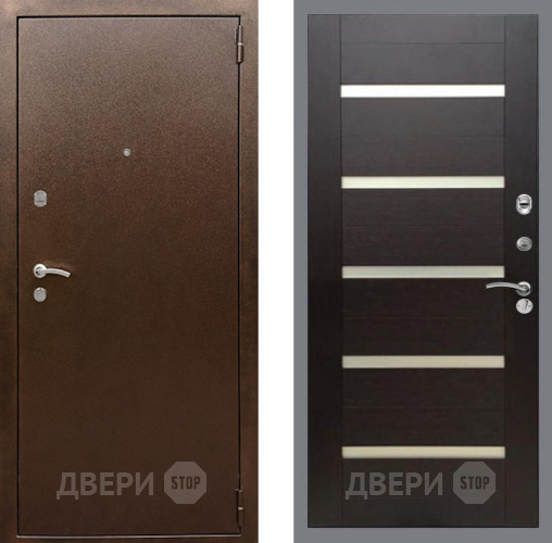 Входная металлическая Дверь Рекс (REX) 1А Медный Антик СБ-14 стекло белое венге поперечный в Павловском Посаде
