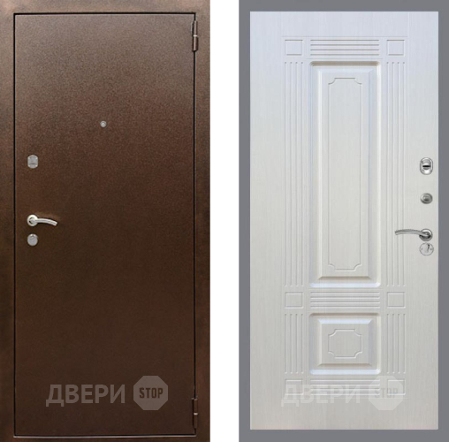 Входная металлическая Дверь Рекс (REX) 1А Медный Антик FL-2 Лиственница беж в Павловском Посаде
