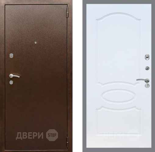 Входная металлическая Дверь Рекс (REX) 1А Медный Антик FL-128 Белый ясень в Павловском Посаде