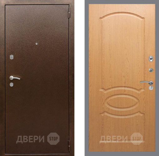 Входная металлическая Дверь Рекс (REX) 1А Медный Антик FL-128 Дуб в Павловском Посаде