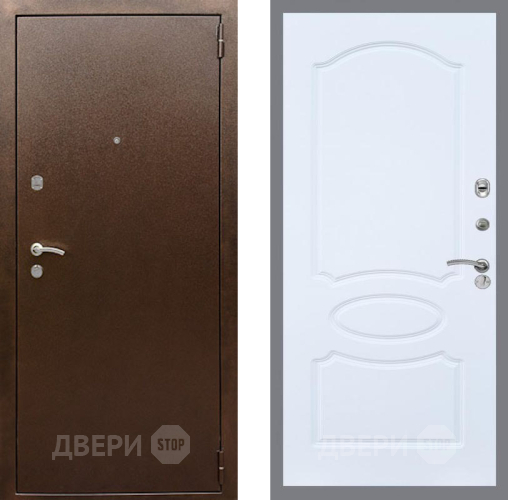 Входная металлическая Дверь Рекс (REX) 1А Медный Антик FL-128 Силк Сноу в Павловском Посаде