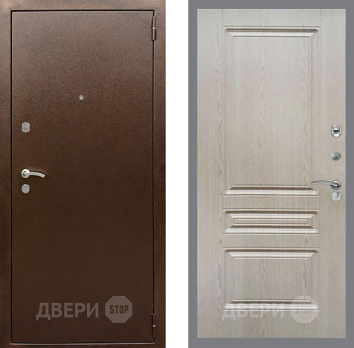 Входная металлическая Дверь Рекс (REX) 1А Медный Антик FL-243 Беленый дуб в Павловском Посаде