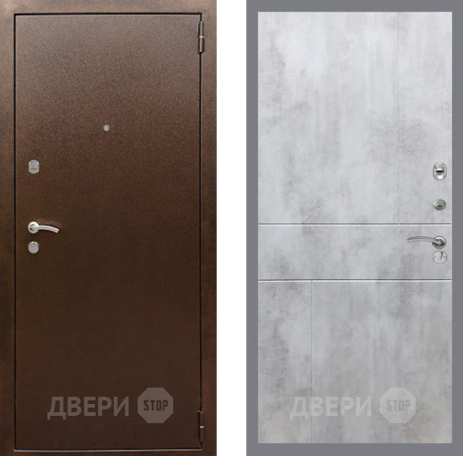 Входная металлическая Дверь Рекс (REX) 1А Медный Антик FL-290 Бетон светлый в Павловском Посаде