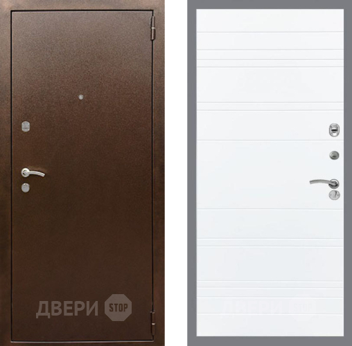 Входная металлическая Дверь Рекс (REX) 1А Медный Антик Line Силк Сноу в Павловском Посаде