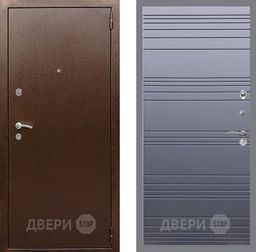 Входная металлическая Дверь Рекс (REX) 1А Медный Антик Line Силк титан в Павловском Посаде