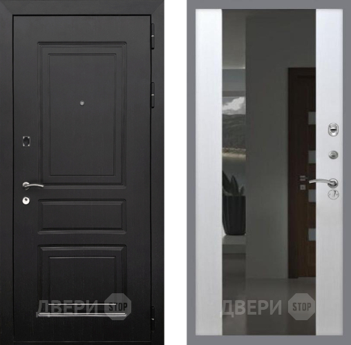 Входная металлическая Дверь Рекс (REX) 6 Венге СБ-16 Зеркало Белый ясень в Павловском Посаде