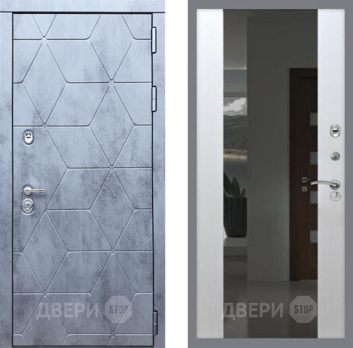 Входная металлическая Дверь Рекс (REX) 28 СБ-16 Зеркало Белый ясень в Павловском Посаде