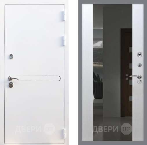 Дверь Рекс (REX) 27 СБ-16 Зеркало Белый ясень в Павловском Посаде