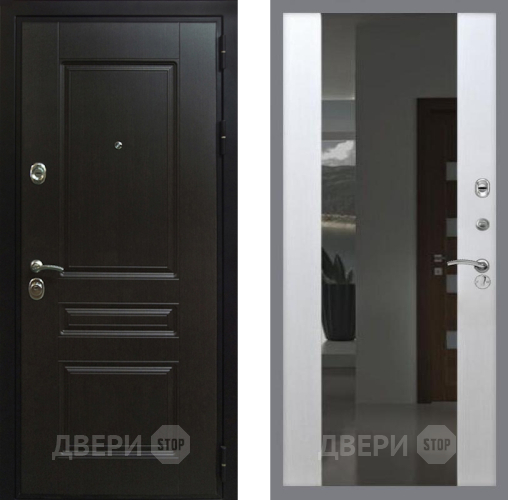 Дверь Рекс (REX) Премиум-Н СБ-16 Зеркало Белый ясень в Павловском Посаде