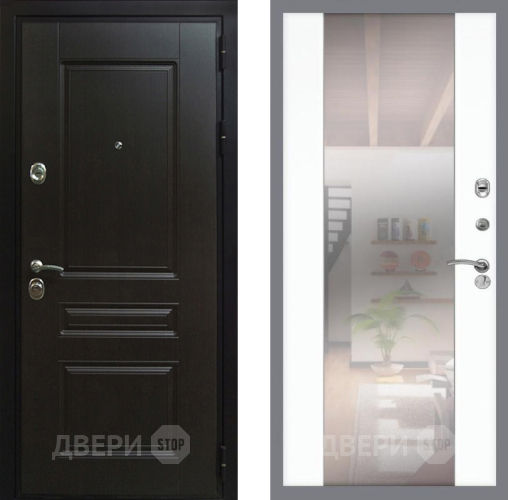 Входная металлическая Дверь Рекс (REX) Премиум-Н СБ-16 Зеркало Силк Сноу в Павловском Посаде