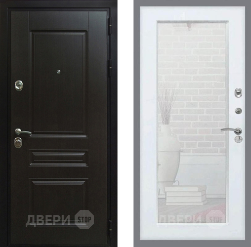 Дверь Рекс (REX) Премиум-Н Зеркало Пастораль Белый ясень в Павловском Посаде