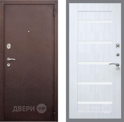Входная металлическая Дверь Рекс (REX) 2 Медный Антик СБ-14 стекло белое Сандал белый в Павловском Посаде