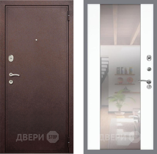 Входная металлическая Дверь Рекс (REX) 2 Медный Антик СБ-16 Зеркало Силк Сноу в Павловском Посаде