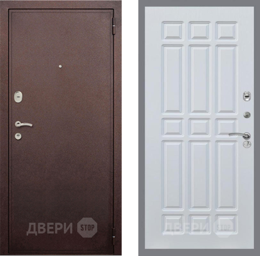 Дверь Рекс (REX) 2 Медный Антик FL-33 Белый ясень в Павловском Посаде