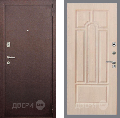 Входная металлическая Дверь Рекс (REX) 2 Медный Антик FL-58 Беленый дуб в Павловском Посаде