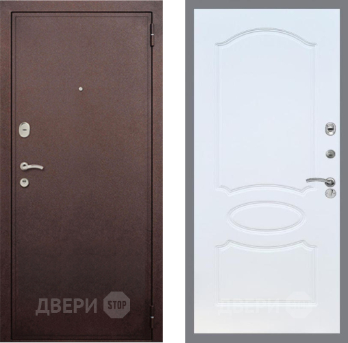 Входная металлическая Дверь Рекс (REX) 2 Медный Антик FL-128 Белый ясень в Павловском Посаде