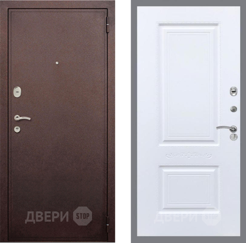 Дверь Рекс (REX) 2 Медный Антик Смальта Силк Сноу в Павловском Посаде