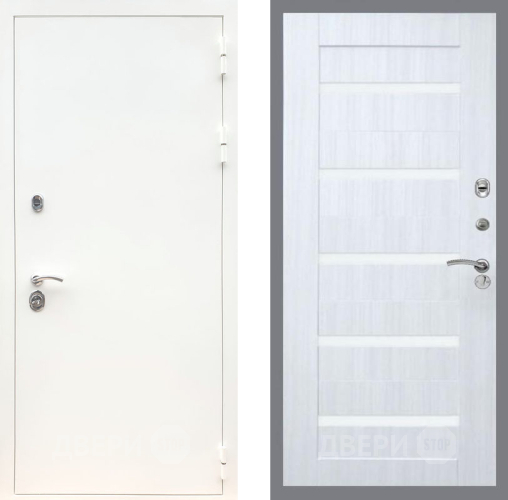 Входная металлическая Дверь Рекс (REX) 5 Белая Шагрень СБ-14 стекло белое Сандал белый в Павловском Посаде