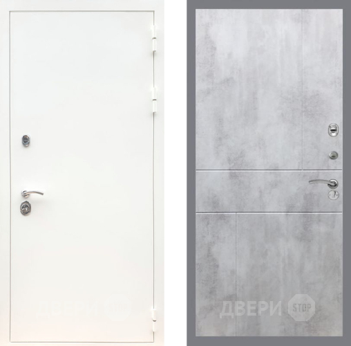 Входная металлическая Дверь Рекс (REX) 5 Белая Шагрень FL-290 Бетон светлый в Павловском Посаде