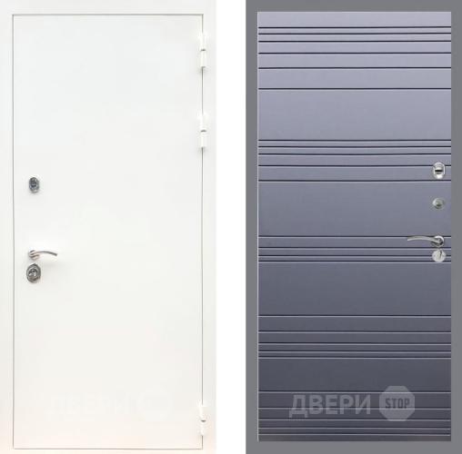 Входная металлическая Дверь Рекс (REX) 5 Белая Шагрень Line Силк титан в Павловском Посаде