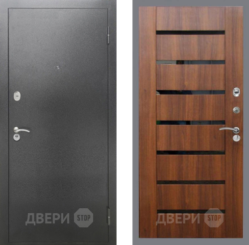 Дверь Рекс (REX) 2А Серебро Антик СБ-14 стекло черное Орех бренди в Павловском Посаде