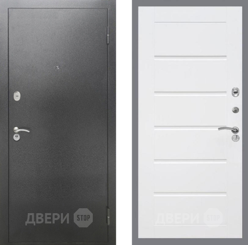 Дверь Рекс (REX) 2А Серебро Антик Сити Белый ясень в Павловском Посаде