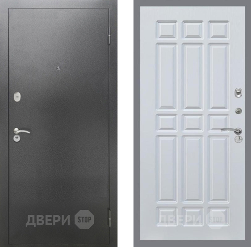 Входная металлическая Дверь Рекс (REX) 2А Серебро Антик FL-33 Белый ясень в Павловском Посаде