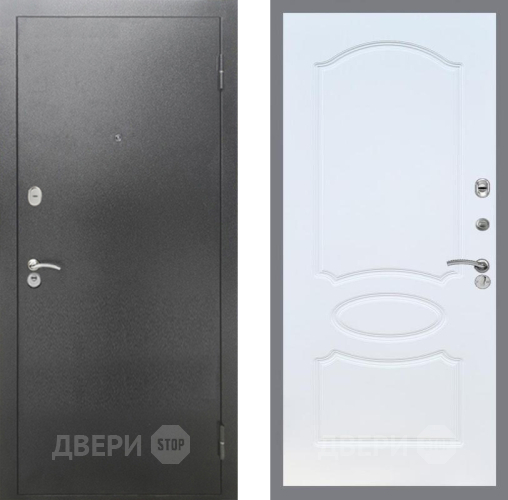 Входная металлическая Дверь Рекс (REX) 2А Серебро Антик FL-128 Белый ясень в Павловском Посаде