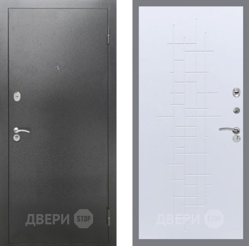 Дверь Рекс (REX) 2А Серебро Антик FL-289 Белый ясень в Павловском Посаде