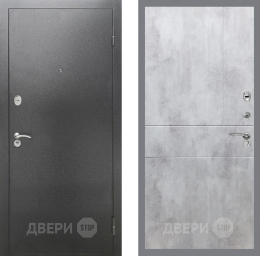 Входная металлическая Дверь Рекс (REX) 2А Серебро Антик FL-290 Бетон светлый в Павловском Посаде