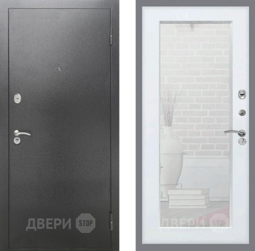 Дверь Рекс (REX) 2А Серебро Антик Зеркало Пастораль Белый ясень в Павловском Посаде