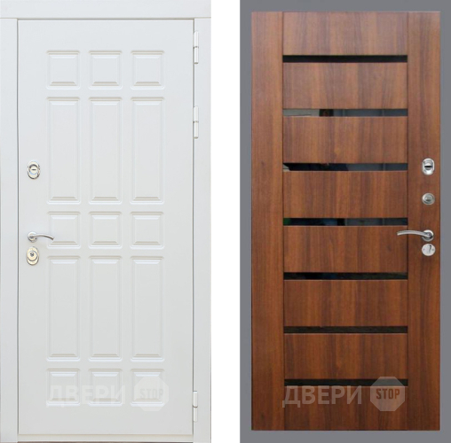 Входная металлическая Дверь Рекс (REX) 8 Силк Сноу СБ-14 стекло черное Орех бренди в Павловском Посаде