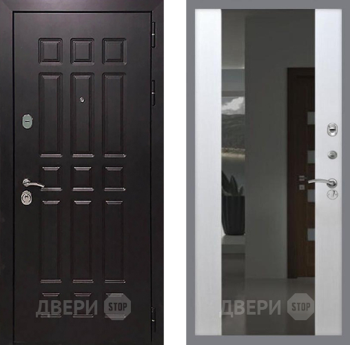 Входная металлическая Дверь Рекс (REX) 8 СБ-16 Зеркало Белый ясень в Павловском Посаде
