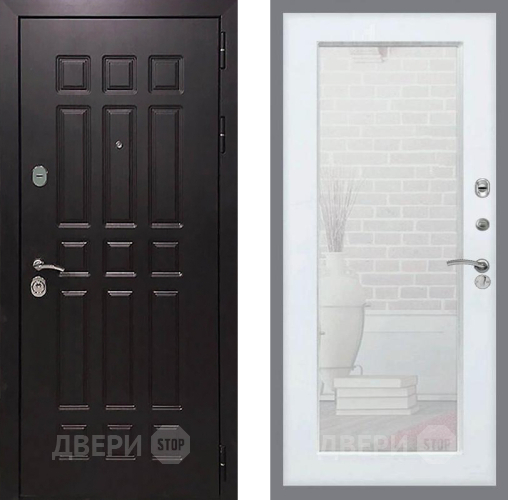 Входная металлическая Дверь Рекс (REX) 8 Зеркало Пастораль Белый ясень в Павловском Посаде