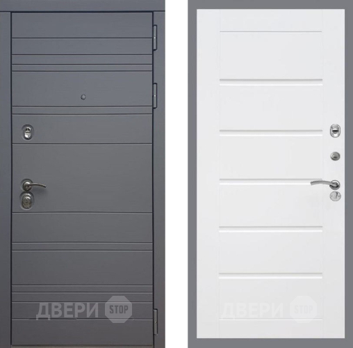Входная металлическая Дверь Рекс (REX) 14 силк титан Сити Белый ясень в Павловском Посаде