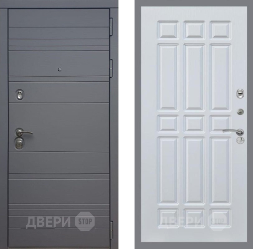 Входная металлическая Дверь Рекс (REX) 14 силк титан FL-33 Белый ясень в Павловском Посаде