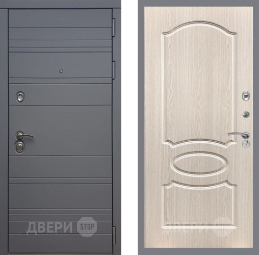 Входная металлическая Дверь Рекс (REX) 14 силк титан FL-128 Беленый дуб в Павловском Посаде