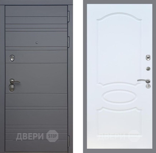 Входная металлическая Дверь Рекс (REX) 14 силк титан FL-128 Белый ясень в Павловском Посаде