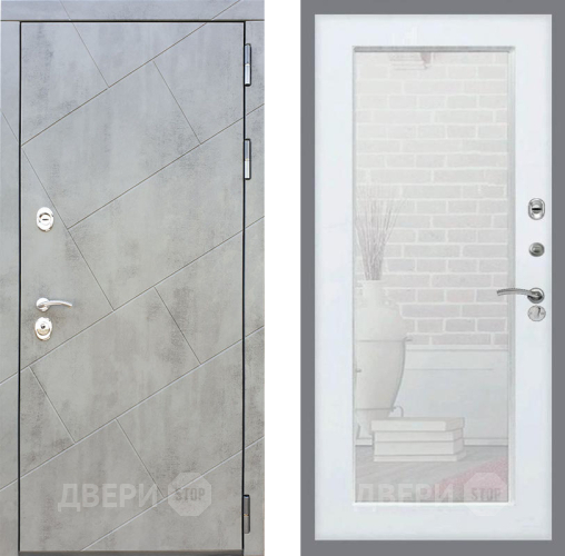 Входная металлическая Дверь Рекс (REX) 22 Зеркало Пастораль Белый ясень в Павловском Посаде