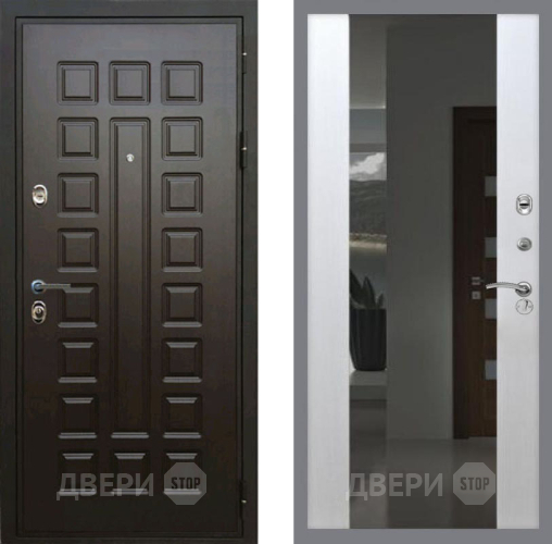 Дверь Рекс (REX) Премиум 3к СБ-16 Зеркало Белый ясень в Павловском Посаде