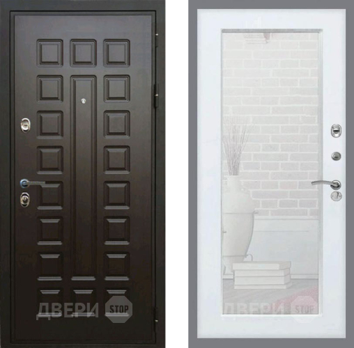 Входная металлическая Дверь Рекс (REX) Премиум 3к Зеркало Пастораль Белый ясень в Павловском Посаде