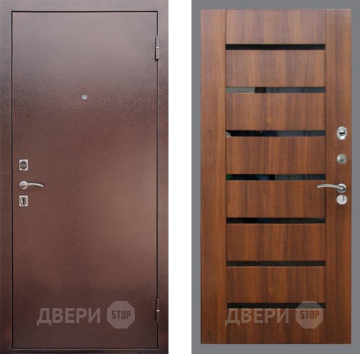 Входная металлическая Дверь Рекс (REX) 1 СБ-14 стекло черное Орех бренди в Павловском Посаде