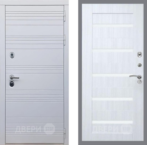 Входная металлическая Дверь Рекс (REX) 14 Силк Сноу СБ-14 стекло белое Сандал белый в Павловском Посаде