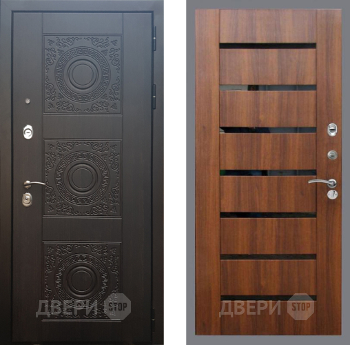 Входная металлическая Дверь Рекс (REX) 10 СБ-14 стекло черное Орех бренди в Павловском Посаде